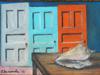 GERTRUDE ABERCROMBIE DOOR AND SHELL OIL PAINTING 1970 PIC-2