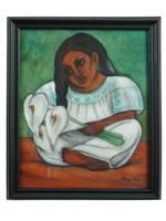 MEXICAN GOUACHE PAINTING BY DIEGO RIVERA CERTIFICATE