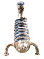 JUDAICA STERLING SILVER GLASS MENORAH CANDLE HOLDER