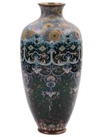 ANTIQUE JAPANESE CLOISONNE ENAMEL GOLD STONE VASE