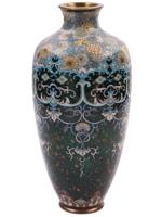 ANTIQUE JAPANESE CLOISONNE ENAMEL GOLD STONE VASE