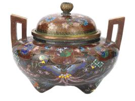 LARGE JAPAN MEIJI ERA NAGOYA CLOISONNE KARO BURNER