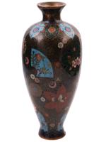 ANTIQUE JAPANESE MEIJI CLOISONNE ENAMEL FLOWER VASE