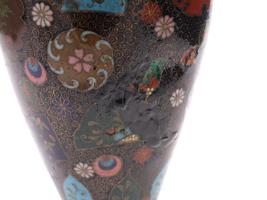 ANTIQUE JAPANESE MEIJI CLOISONNE ENAMEL FLOWER VASE