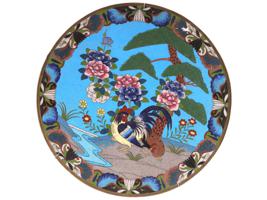 ANTIQUE MEIJI JAPANESE CLOISONNE ENAMEL CHARGER PLATE