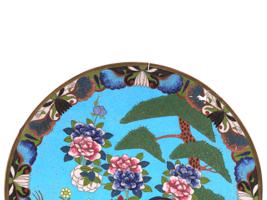 ANTIQUE MEIJI JAPANESE CLOISONNE ENAMEL CHARGER PLATE