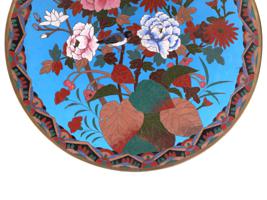 ANTIQUE MEIJI JAPANESE CLOISONNE ENAMEL CHARGER PLATE