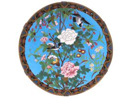 ANTIQUE MEIJI JAPANESE CLOISONNE ENAMEL CHARGER PLATE