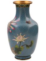 ANTIQUE CHINESE QING CLOISONNE ENAMEL FLOWER VASE