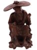 ANTIQUE CHINESE CARVED WOOD FIGURE OF OLD PEASANT PIC-0