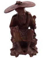 ANTIQUE CHINESE CARVED WOOD FIGURE OF OLD PEASANT