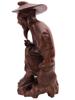 ANTIQUE CHINESE CARVED WOOD FIGURE OF OLD PEASANT PIC-2