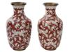 LOT OF CHINESE RED AND WHITE CLOISONNE ENAMEL VASES PIC-0