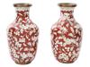 LOT OF CHINESE RED AND WHITE CLOISONNE ENAMEL VASES PIC-2