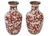 LOT OF CHINESE RED AND WHITE CLOISONNE ENAMEL VASES PIC-3