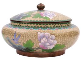 ANTIQUE CHINESE QING CLOISONNE ENAMEL LIDDED BOWL