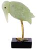 ANTIQUE GILT BRASS CARVED JADE HERON BIRD FIGURINE PIC-1