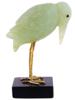 ANTIQUE GILT BRASS CARVED JADE HERON BIRD FIGURINE PIC-3