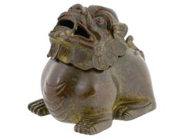 CHINESE MING MANNER LION FORM BRONZE INCENSE BURNER