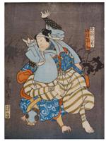 JAPANESE EDO WOODBLOCK KABUKI ACTORS BY HIRONOBU UTAGAWA