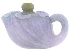 MINIATURE CHINESE CARVED LAVENDER JADE TEAPOT