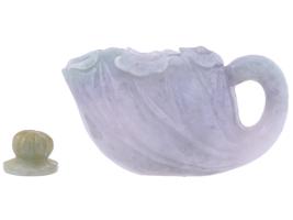 MINIATURE CHINESE CARVED LAVENDER JADE TEAPOT