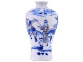 CHINESE HAND PAINTED BLUE WHITE PORCELAIN SNUFF BOTTLE