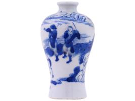 CHINESE HAND PAINTED BLUE WHITE PORCELAIN SNUFF BOTTLE