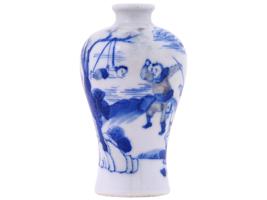 CHINESE HAND PAINTED BLUE WHITE PORCELAIN SNUFF BOTTLE