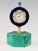 ART DECO MALACHITE LAPIS GILT SILVER DESK CLOCK BOX PIC-0