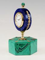 ART DECO MALACHITE LAPIS GILT SILVER DESK CLOCK BOX