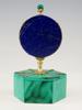 ART DECO MALACHITE LAPIS GILT SILVER DESK CLOCK BOX PIC-4