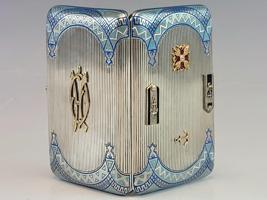 ANTIQUE RUSSIAN GILT SILVER ENAMEL CIGARETTE CASE