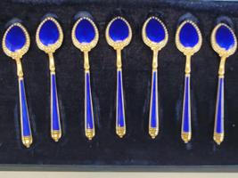 ANTIQUE ENGLISH SHEFFIELD SILVER ENAMEL SPOONS SET