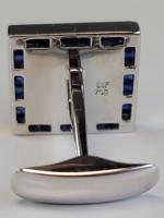 18K GOLD CHANNEL SAPPHIRES MOTHER OF PEARL CUFFLINKS