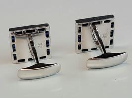 18K GOLD CHANNEL SAPPHIRES MOTHER OF PEARL CUFFLINKS