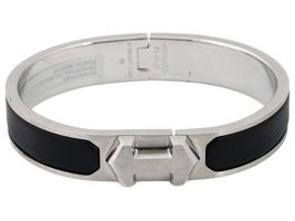 HERMES SUPER H HINGED BANGLE BRACELET IN BLACK IOB