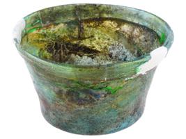 ANCIENT ROMAN GREEN GLASS BOWL CIRCA 2ND CEN AC