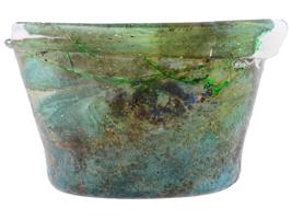 ANCIENT ROMAN GREEN GLASS BOWL CIRCA 2ND CEN AC