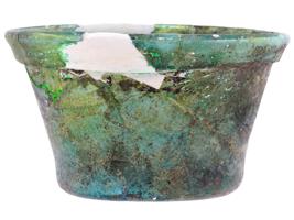 ANCIENT ROMAN GREEN GLASS BOWL CIRCA 2ND CEN AC