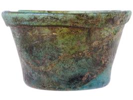 ANCIENT ROMAN GREEN GLASS BOWL CIRCA 2ND CEN AC