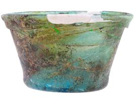 ANCIENT ROMAN GREEN GLASS BOWL CIRCA 2ND CEN AC