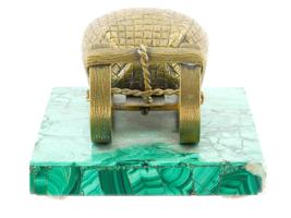 RUSSIAN SLED FORM BRONZE GLASS INK MALACHITE BASE