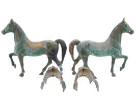 PAIR OF ANTIQUE WEST CHINESE BRONZE HORSES