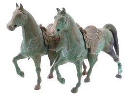 PAIR OF ANTIQUE WEST CHINESE BRONZE HORSES