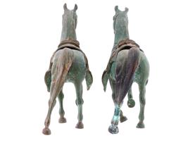 PAIR OF ANTIQUE WEST CHINESE BRONZE HORSES