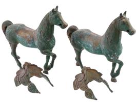 PAIR OF ANTIQUE WEST CHINESE BRONZE HORSES