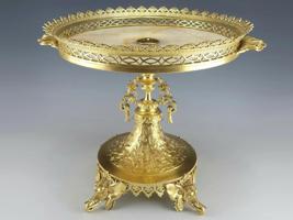 19C FRENCH JAPANESQUE GILT BRONZE ONYX CENTERPIECE