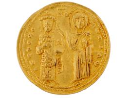 ANTIQUE GRAND TOUR BYZANTIN 23K GOLD COIN REPRODUCTION