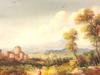 ANTIQUE 19TH C RURAL LANDSCAPE OIL ON TIN PAINTING PIC-1